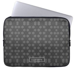 Housse Pour Ordinateur Portable Motif à mailles orné gris personnalisé
