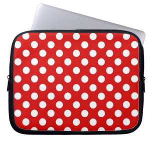 Housse Pour Ordinateur Portable Motif à points Polka blanc et rouge super mignon