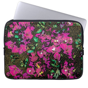 Housse Pour Ordinateur Portable Motif à pois de bougainvillée rose vif