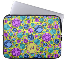 Motif à pois monogramme en rose bleu sarcelle -