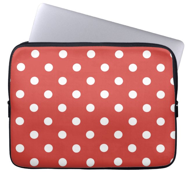 Housse Pour Ordinateur Portable Motif à pois rouges et blancs (Devant)