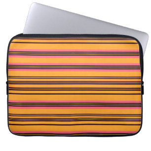 Housse Pour Ordinateur Portable Motif à rayure horizontale rose orange gras