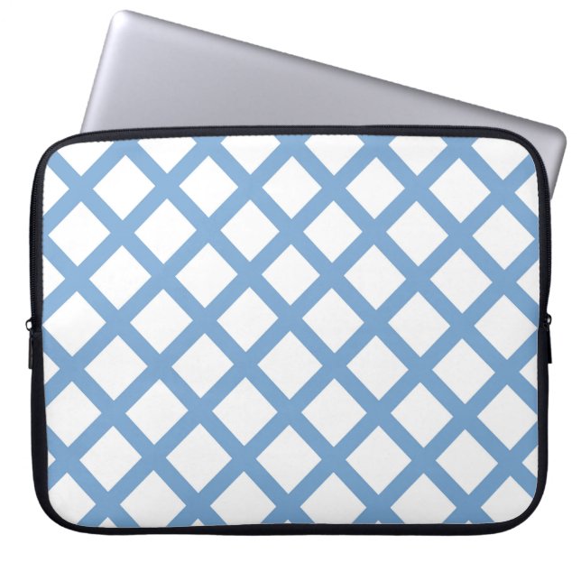 Housse Pour Ordinateur Portable Motif à rayures diamantées Harlequin bleu blanc (Devant)
