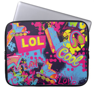 Housse Pour Ordinateur Portable motif Abstrait d'adolescents grognon sans soudure.