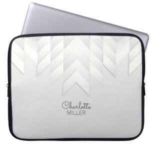 Housse Pour Ordinateur Portable Motif Abstrait gris avec nom personnalisé