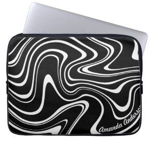Housse Pour Ordinateur Portable Motif Abstrait noir et blanc - Personnalisable !