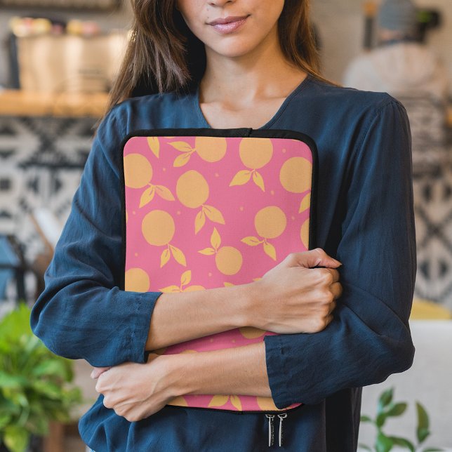 Housse Pour Ordinateur Portable motif Abstrait tangerine rose et jaune (Créateur téléchargé)