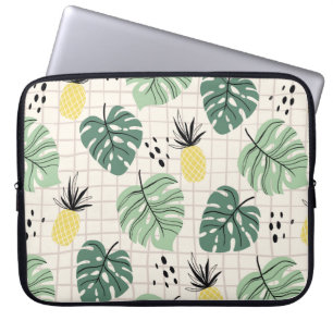 Housse Pour Ordinateur Portable Motif Abstrait tropical sans couture avec feuille 