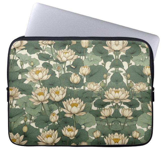 Housse Pour Ordinateur Portable Motif américain de fleurs de Lotus (Devant)
