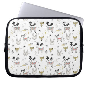 Housse Pour Ordinateur Portable Motif animal de griffonnage de région boisée
