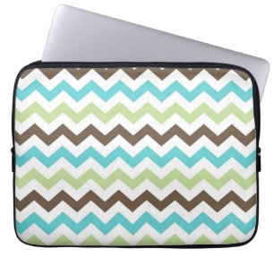 Housse Pour Ordinateur Portable Motif Aqua et Brown Zig Zag Chevrons