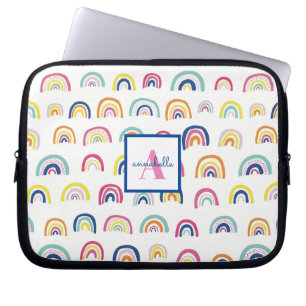 Housse Pour Ordinateur Portable Motif arc-en-ciel bohème avec monogramme