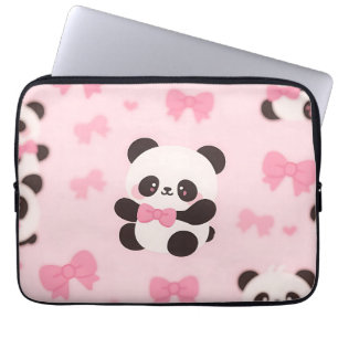 Housse Pour Ordinateur Portable Motif Arc-en-ciel Kawaii Panda Rose