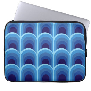 Housse Pour Ordinateur Portable Motif Arcs de Dégradé Bleu Moderne 