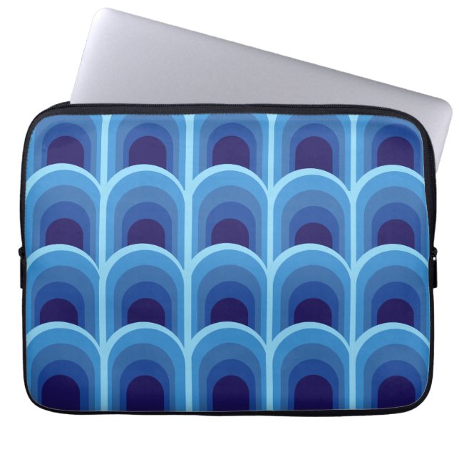 Housse Pour Ordinateur Portable Motif Arcs de Dégradé Bleu Moderne  (Devant)