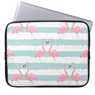 Housse Pour Ordinateur Portable Motif Arrière - plan Exotique Flamant rose rayé