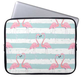 Housse Pour Ordinateur Portable Motif Arrière - plan Exotique Flamant rose rayé