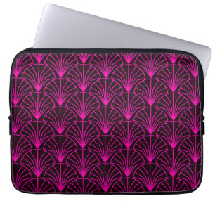 Housse Pour Ordinateur Portable Motif Art Déco Classique en Rose et Noir