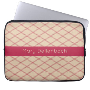 Housse Pour Ordinateur Portable Motif Art déco de sable avec Magenta Nom Bande