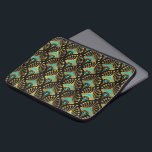 Housse Pour Ordinateur Portable Motif Art déco or et bleu<br><div class="desc">Motif sans couture or et bleu Art Déco sur un arrière - plan noir changeant.</div>