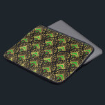 Housse Pour Ordinateur Portable Motif Art déco or et vert<br><div class="desc">Motif sans couture or et vert Art Déco sur un arrière - plan noir changeant.</div>