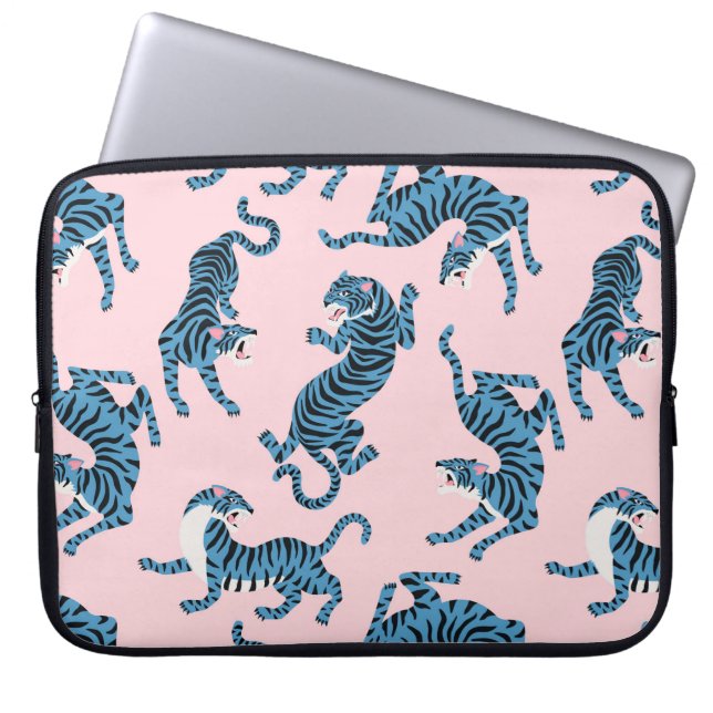 Housse Pour Ordinateur Portable Motif asiatique de tigre bleu (Devant)