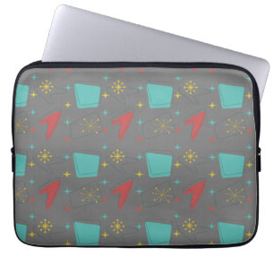 Housse Pour Ordinateur Portable Motif atomique rétro sur gris