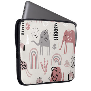 Housse Pour Ordinateur Portable motif avec de mignons éléphants et girafes géant