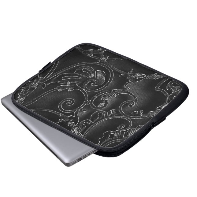 Housse Pour Ordinateur Portable Motif baroque gothique noir (Devant bas)