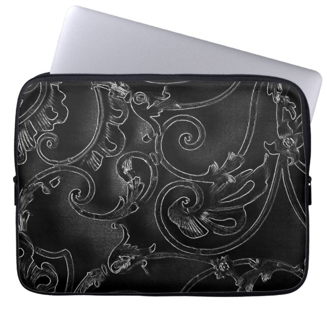 Housse Pour Ordinateur Portable Motif baroque gothique noir (Devant)