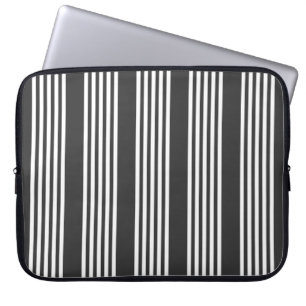 Housse Pour Ordinateur Portable Motif blanc et charbon de bois à cinq bandes