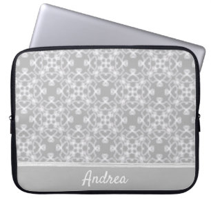 Housse Pour Ordinateur Portable Motif blanc et gris personnalisé