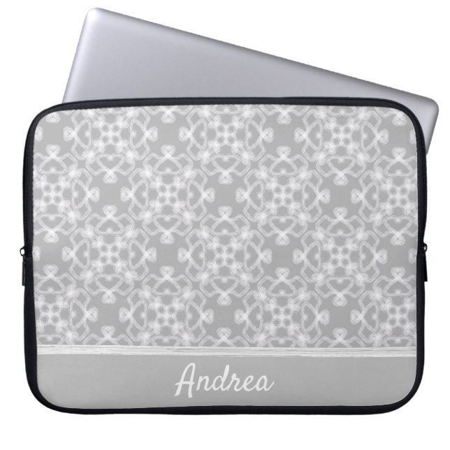 Housse Pour Ordinateur Portable Motif blanc et gris personnalisé (Devant)