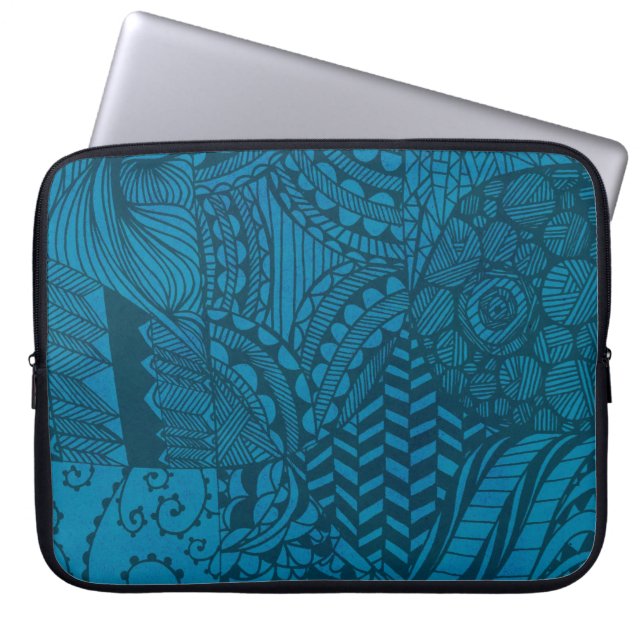 Housse Pour Ordinateur Portable Motif bleu Art Abstrait (Devant)