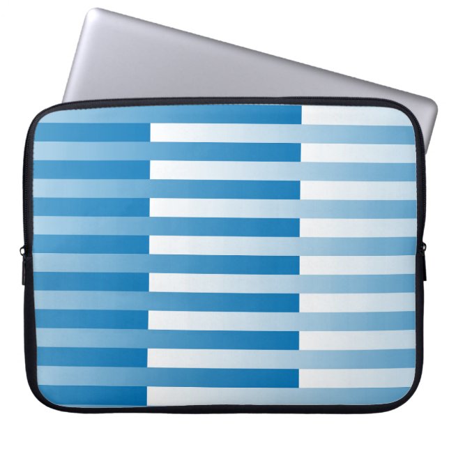 Housse Pour Ordinateur Portable Motif Bleu Blanc rayé (Devant)