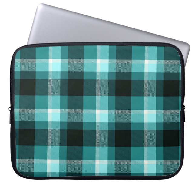 Housse Pour Ordinateur Portable Motif bleu de plaid (Devant)