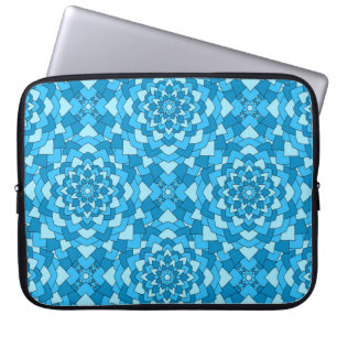 Housse Pour Ordinateur Portable Motif bleu turquoise à fleurs géométriques sans so