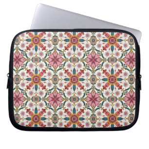 Housse Pour Ordinateur Portable Motif bohème floral en rouge, rose et sarcelle