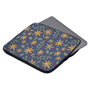 Housse Pour Ordinateur Portable Motif botanique à motif floral doré