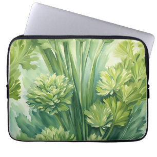 Housse Pour Ordinateur Portable Motif botanique vert de céleri luxuriant