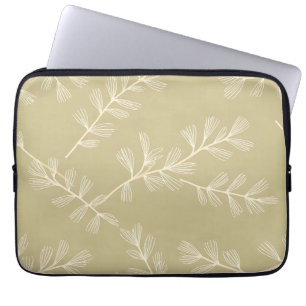 Housse Pour Ordinateur Portable Motif botanique vert sauge avec feuille dessinée à