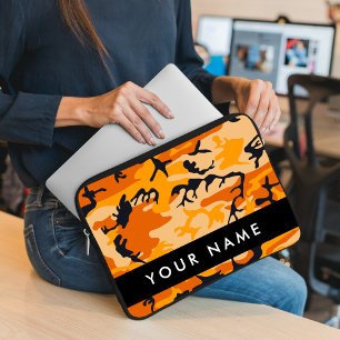 Housse Pour Ordinateur Portable Motif camouflage orange Personnalisez votre nom