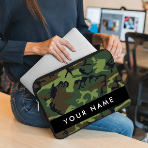 Housse Pour Ordinateur Portable Motif Camouflage Vert, Votre nom, Personnaliser