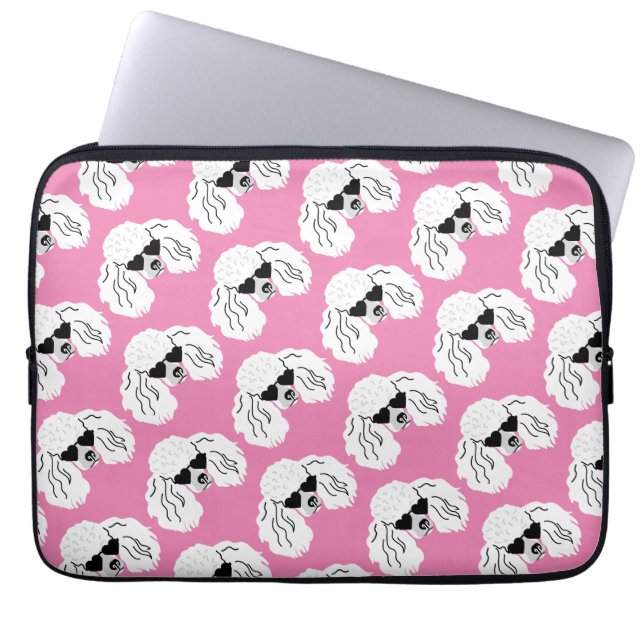 Housse Pour Ordinateur Portable Motif Caniche Rose Mignon (Devant)