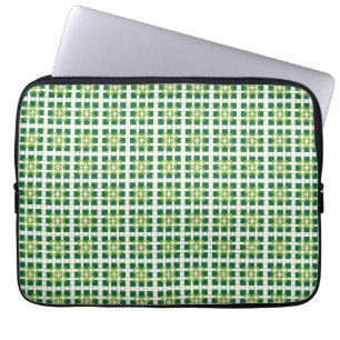 Housse Pour Ordinateur Portable Motif carré de la forêt verte géométrique moderne