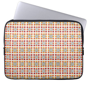 Housse Pour Ordinateur Portable Motif carré moderne géométrique rouge ambre