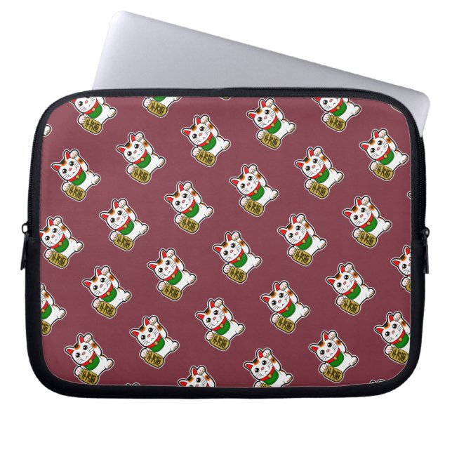 Housse Pour Ordinateur Portable Motif Chat Chat Rouge Profond (Devant)