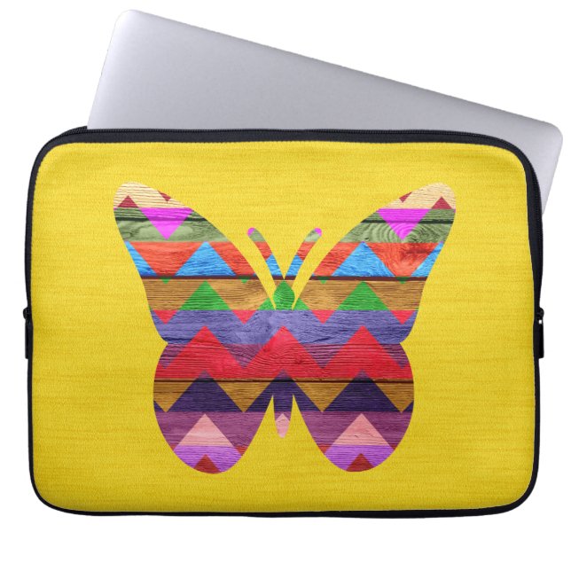 Housse Pour Ordinateur Portable Motif Chevron Papillon (Devant)