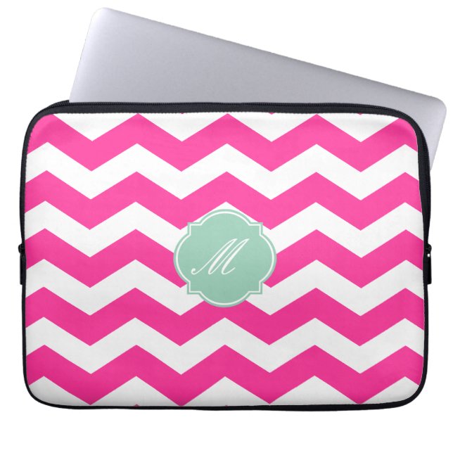 Housse Pour Ordinateur Portable Motif Chevron rose chaud (Devant)