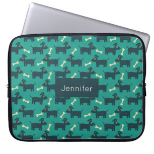 Housse Pour Ordinateur Portable Motif chien mignon avec oreilles disquettes et os